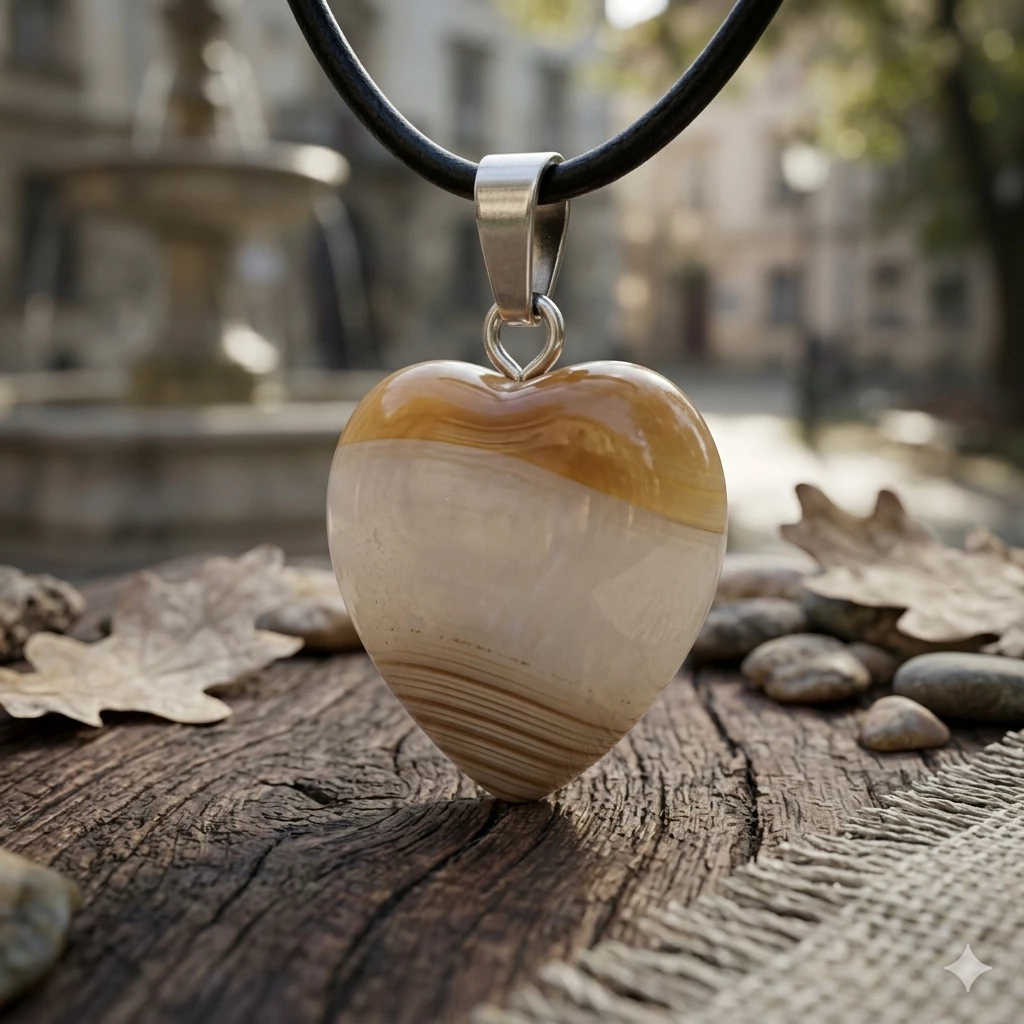 Təbii Aqat "Ürək" Kulonu