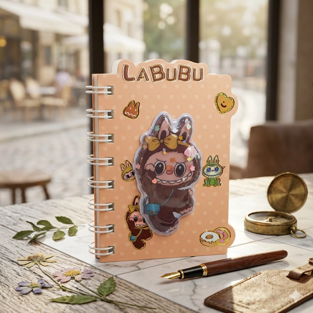 Labubu Şaftalı Rəngli Spiral Bloknot