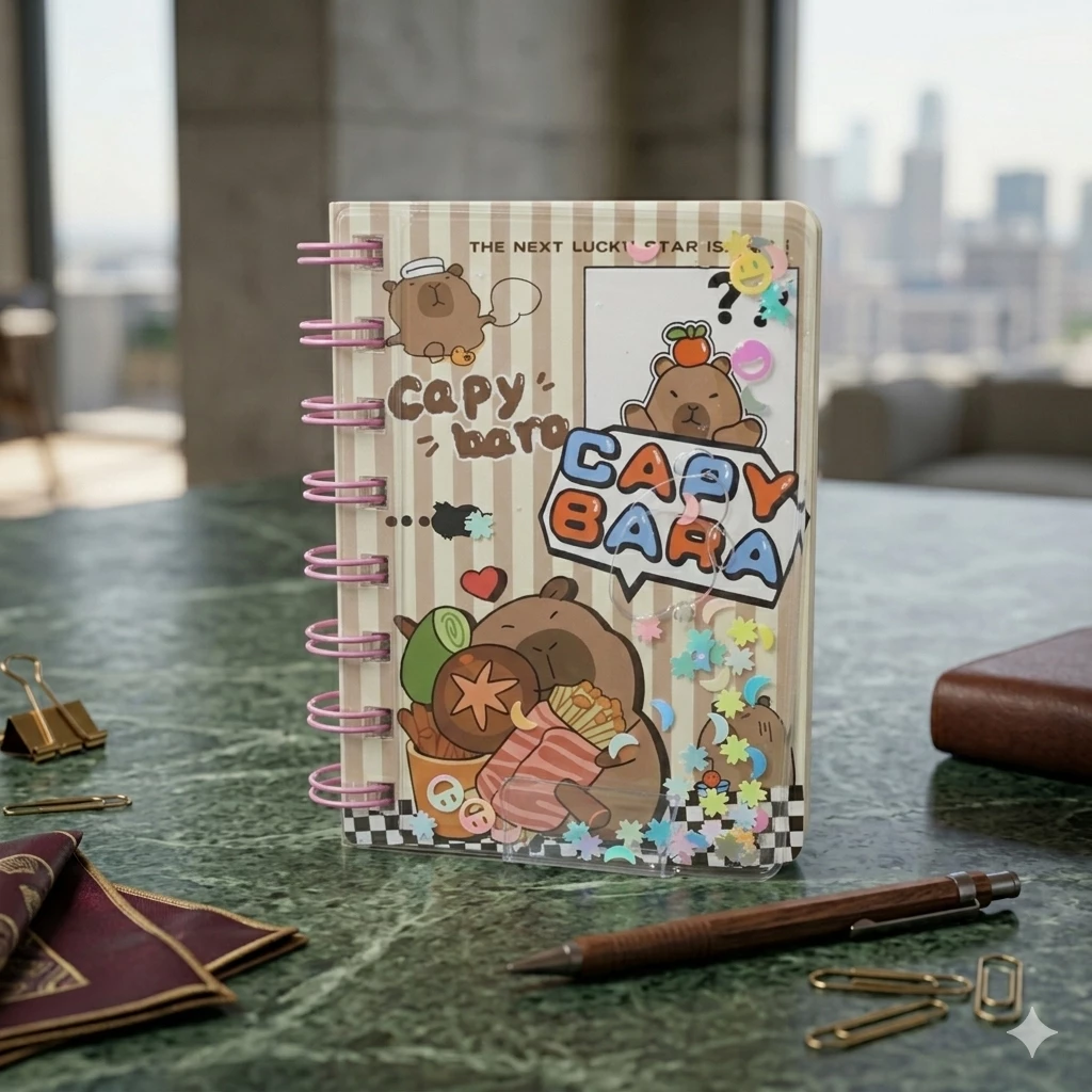 Açıq qəhvəyi zolaqlı Capybara Spiral Boknotu