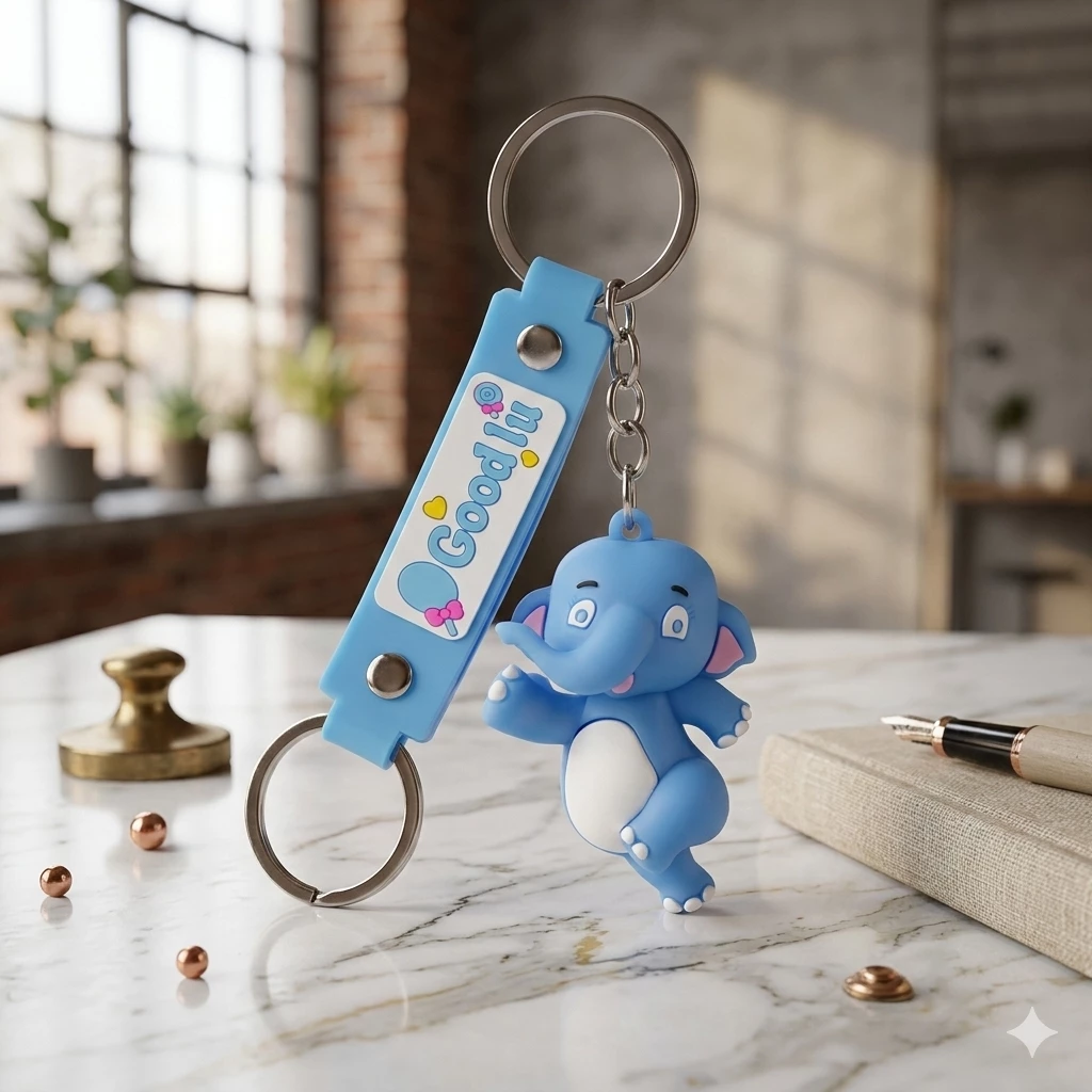 Mavi "Uğur Fil" – Silikon Kulonlu Fenomenal Anahtarlıq