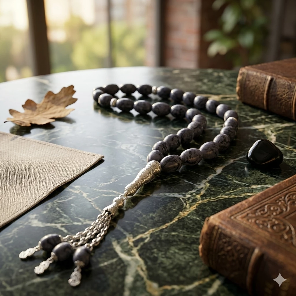 Lapis Lazuli Daşlı Gümüş Təsbeh