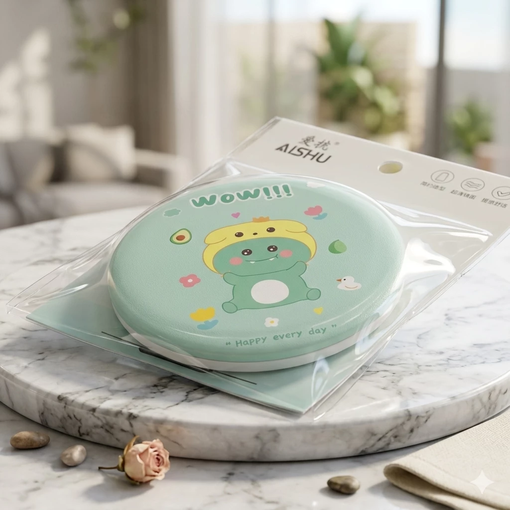 İkitərəfli qatlanan cib güzgüsü (Gümüşü/Nizə rəngli çərçivə)