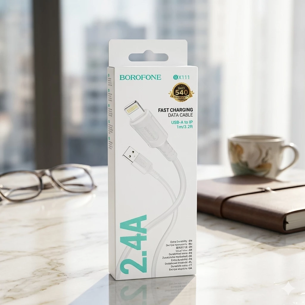 Borofone BX111 Lightning USB Şarj Kabeli (2.4A, 1m)