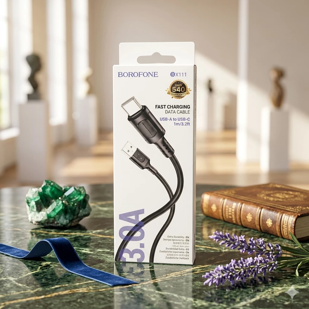 Borofone BX111 USB-A to USB-C Sürətli Şarj və Məlumat Kabeli (1m)